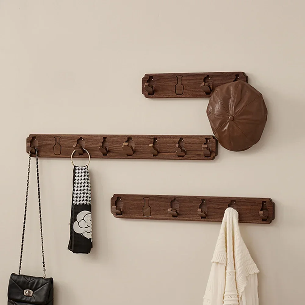 

Modern Simple Clothes Hooks Entrance Wall Coat Hat Storage Rack High-end Solid Wood Antique Bottle Folding Hidden Clothes Hooks