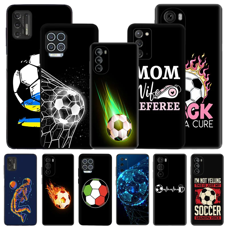 Silicone Black Phone Case for Moto G72 G53 G73 G9 G50 G51 G60 G71 G22 G32 G52 Focus Football Final Goal Edge 30 20 40 Pro Cover