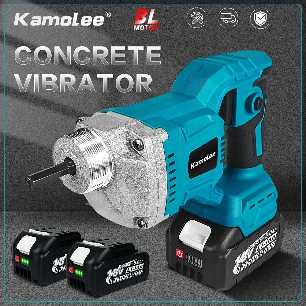 Image of Kamolee 1100W 15500VPM Kabelloser Betonvibrator mit Ladefunktion 18V-21V Tragbarer Industrie-Betonvibrator für Baustellen