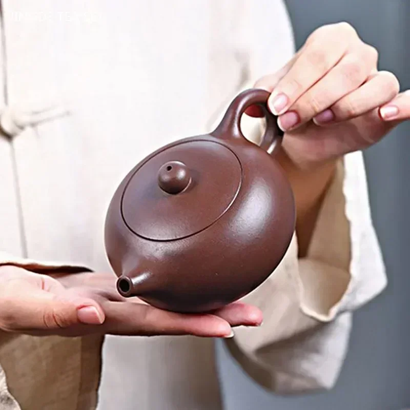 180ml Chinese Yixing Purple Clay Teapot Raw Ore Ball Hole Filter Teapot Custom Zisha Xishi Teaware Handmade Beauty Tea Infuser