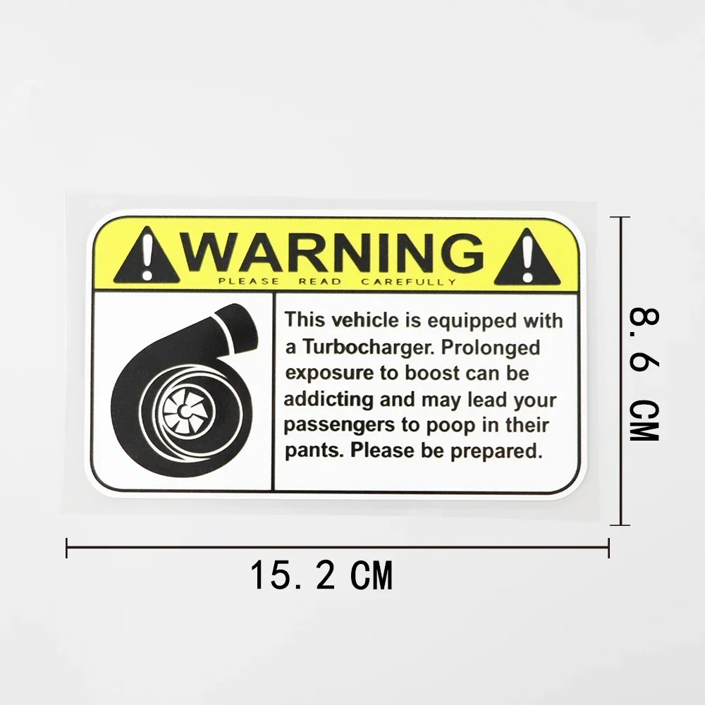Car Sticker Funny Warning Sign Turbo Boost Decal PVC  15.2CM×8.6CM