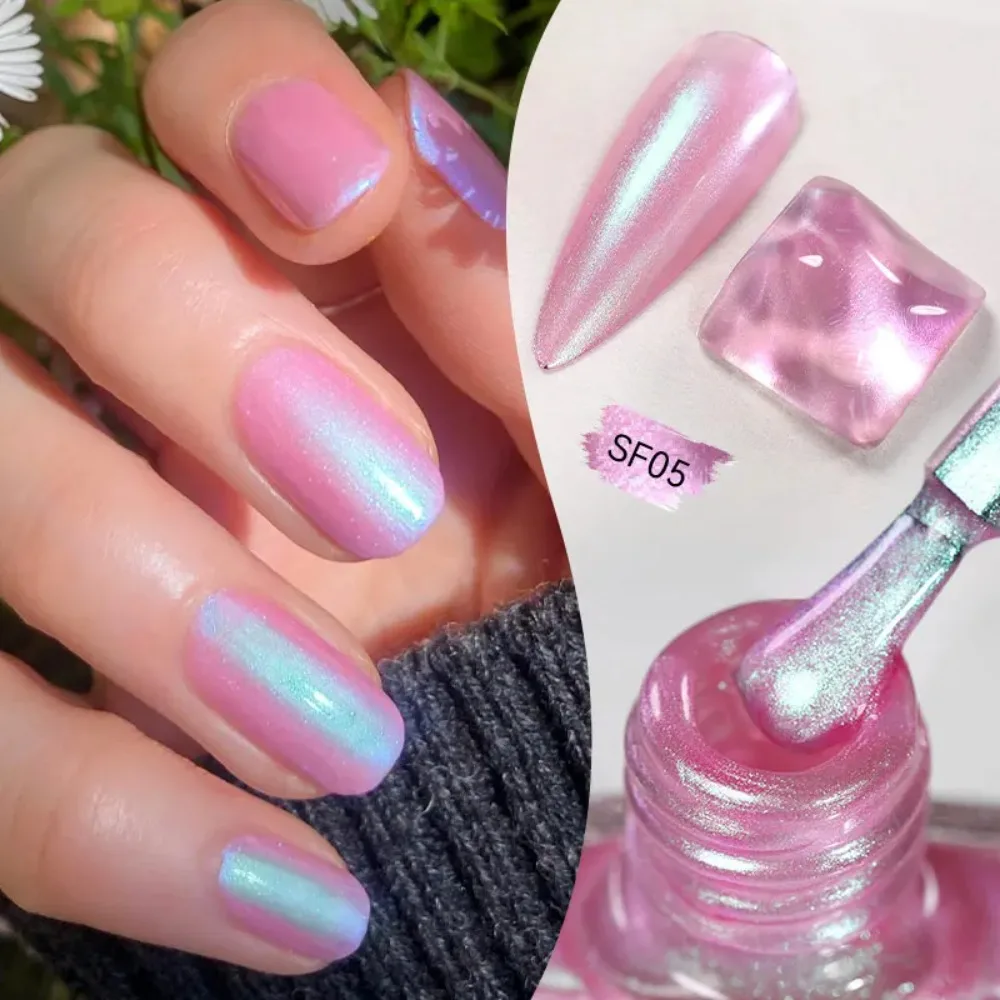 Smalto per unghie glitterato da 7 ml, colorato, brillante, scintillante, con perle, decorazione fai da te, senza bisogno di lampada per curare