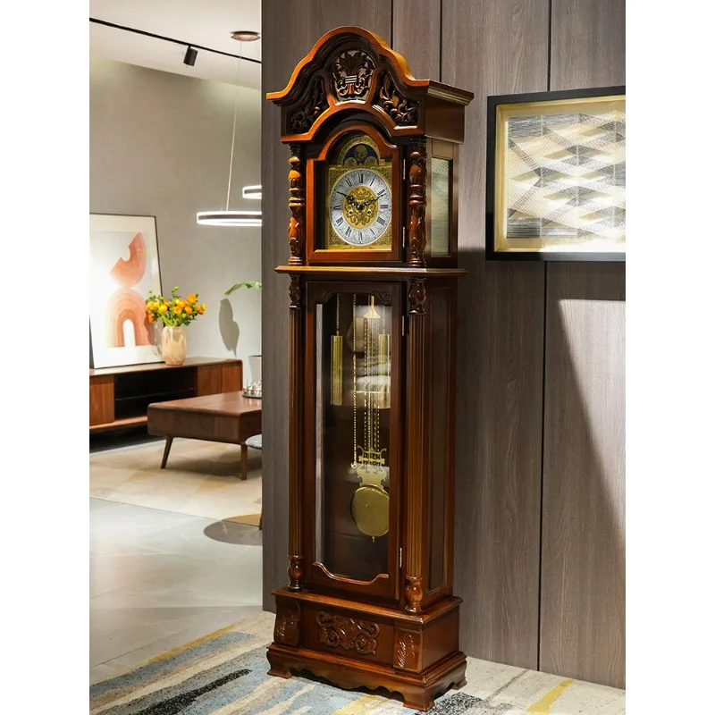 Solid wood classical standing clock, vertical clock, Chinese floor clock, European living room pendulum clock