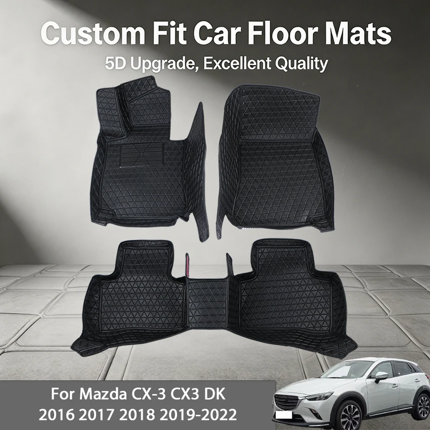 Tapetes de Carro Personalizados 5D LHD para Mazda CX-3 CX3 DK 2016 2017 2018-2022, Anti-Rugas, Impermeáveis, Acessórios de Interior para Automóveis