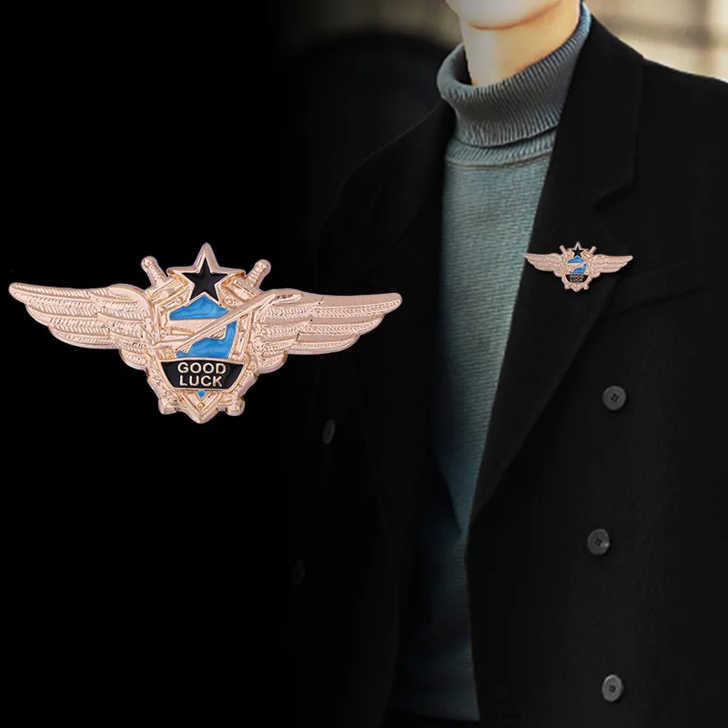 Neue Legierung Flügel Stern Broschen für Männer und Frauen Unisex Hemd Mantel Abzeichen Kragen Pin Mode Schmuck Casual Party Zubehör Geschenke – Detail 1