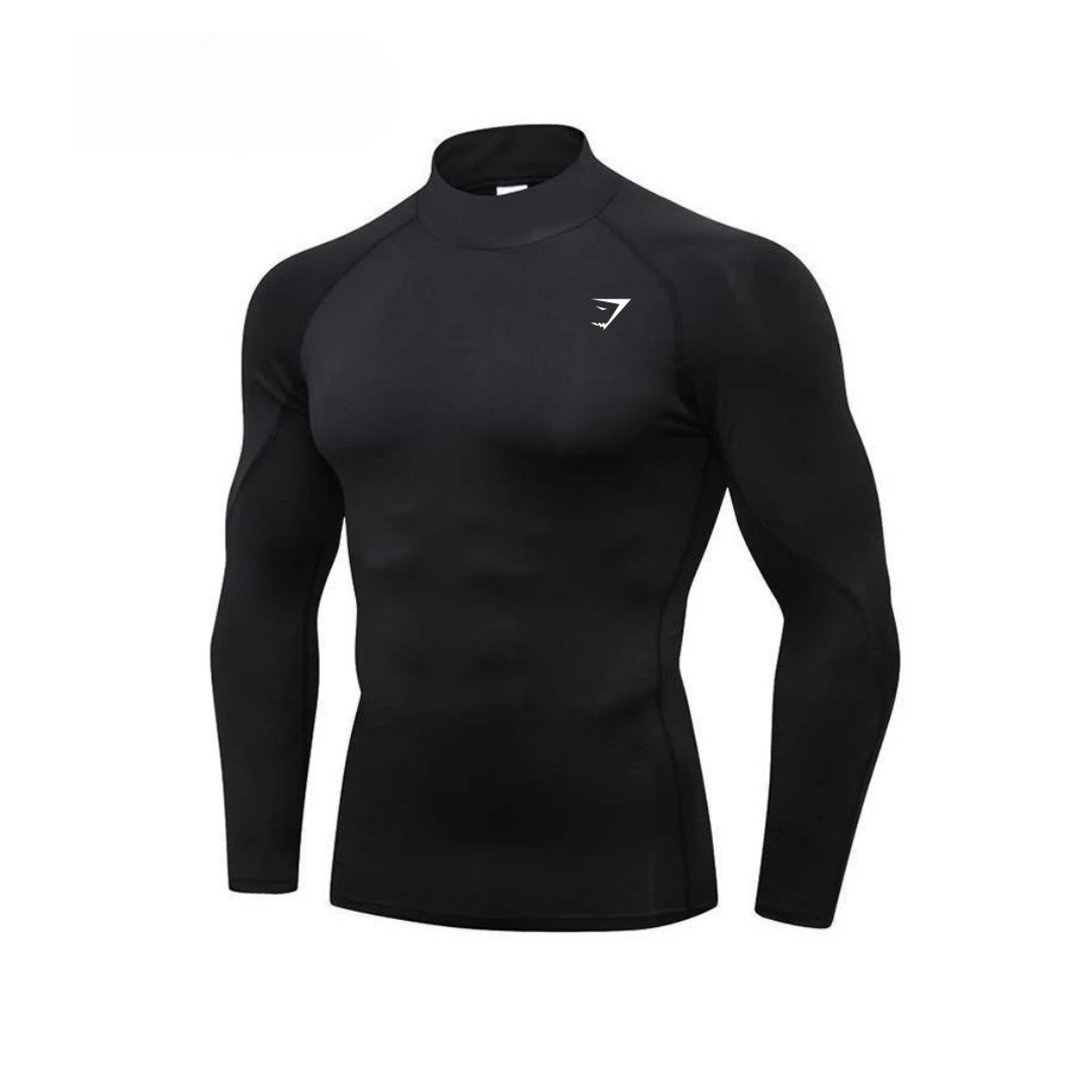 GYMSHARK Fitness Suit High Neck Tight Top, Fitness Suit Training T-shirt, GYMSHARK Sports Long Sleeved Shirt