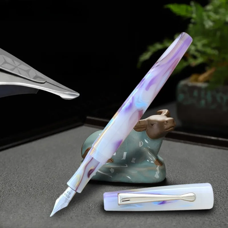 FULIN Fountain Pen Luxury Flex Tip No.5 F/M/B 1.2/0.7/0.5 Hand-polished Long Knife Ink Pen Sharpening Calligraphy Brushes Gift