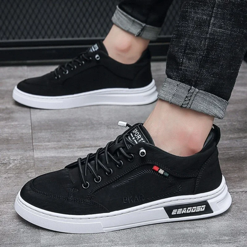 

New Leather Casual Shoes Men's Sports Shoes Slip Flat Shoes Black Shoes Luxury Brand White Men's Sports Shoes Office Shoes