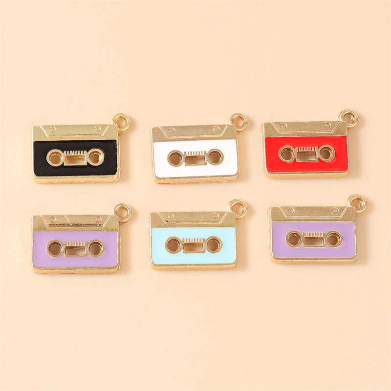 20 Stück 19x22mm Niedliche Emaille-Musikplatten-Anhänger für die Herstellung von Ohrringen, Halsketten, Armbändern, DIY-Bastelarbeiten und Schmuckzubehör – Detail 10