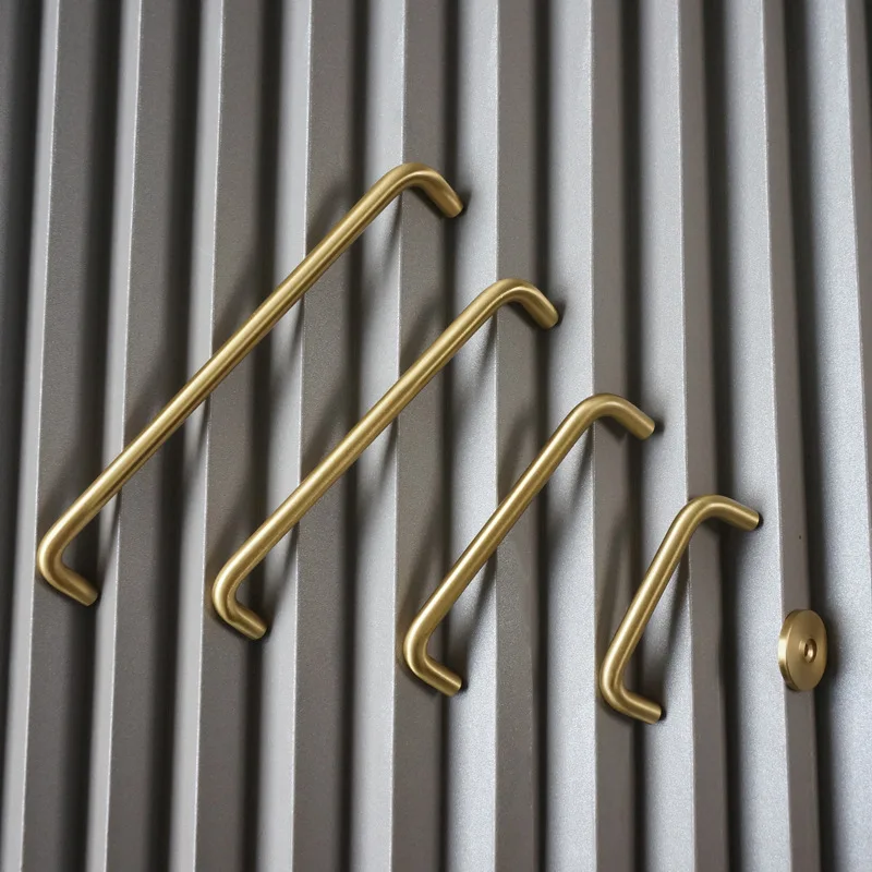 مقابض خزانة على شكل حرف U باللون الذهبي غير اللامع، مقابض درج نحاسي عتيق لأجهزة أثاث خزانة المطبخ