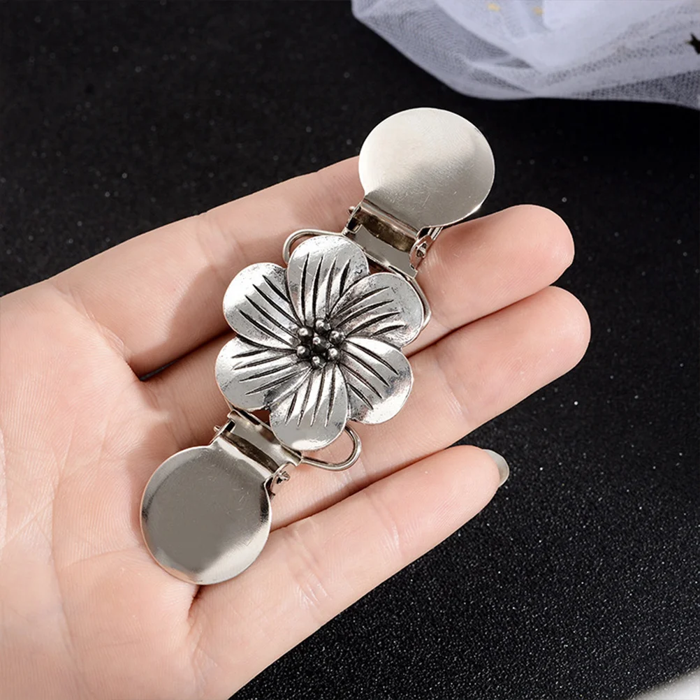 الإبداعية سبيكة سترة كليب زهرة شكل طوق أنيق كليب للأزرار سترات شالات الملابس والاكسسوارات أنيقة الفضة #5