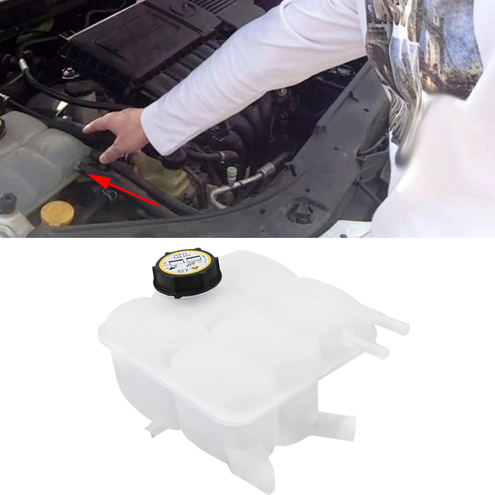 Auto Coolant Recovery Tank Expansion Bottle Reservoir W/ Cap for Mazda 3 2004-2012 LF8B-15-350B Plastic White