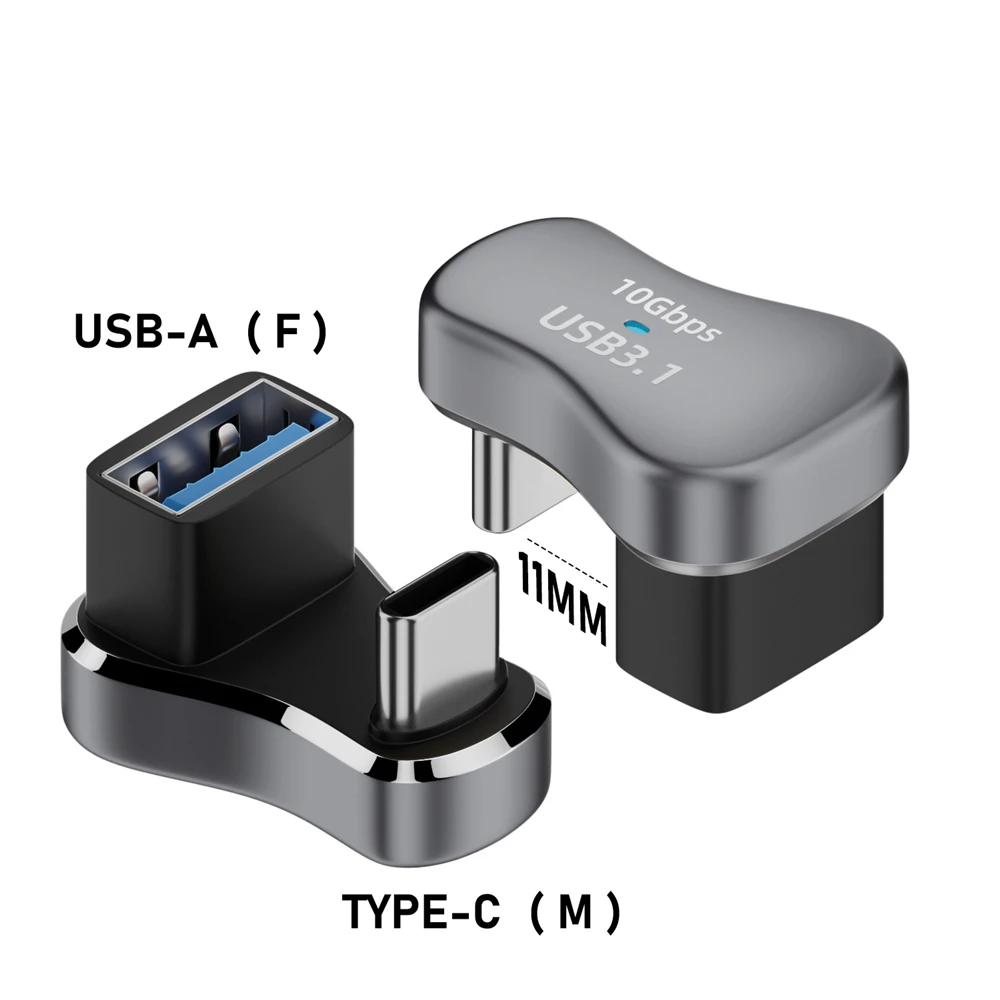 USB C Male To Female Adapter Connector 180 Degree Type-c Extension Adapter For steam deck Tablet USB C Converter U Shape