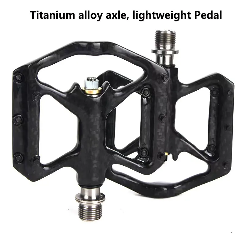 Bike Pedals Ultralight Carbon Fiber Pedal 3 Sealed Bearings MTB Road Bike Pedals Anti-slip Footboard Titanium Axle Bicycle Pedal