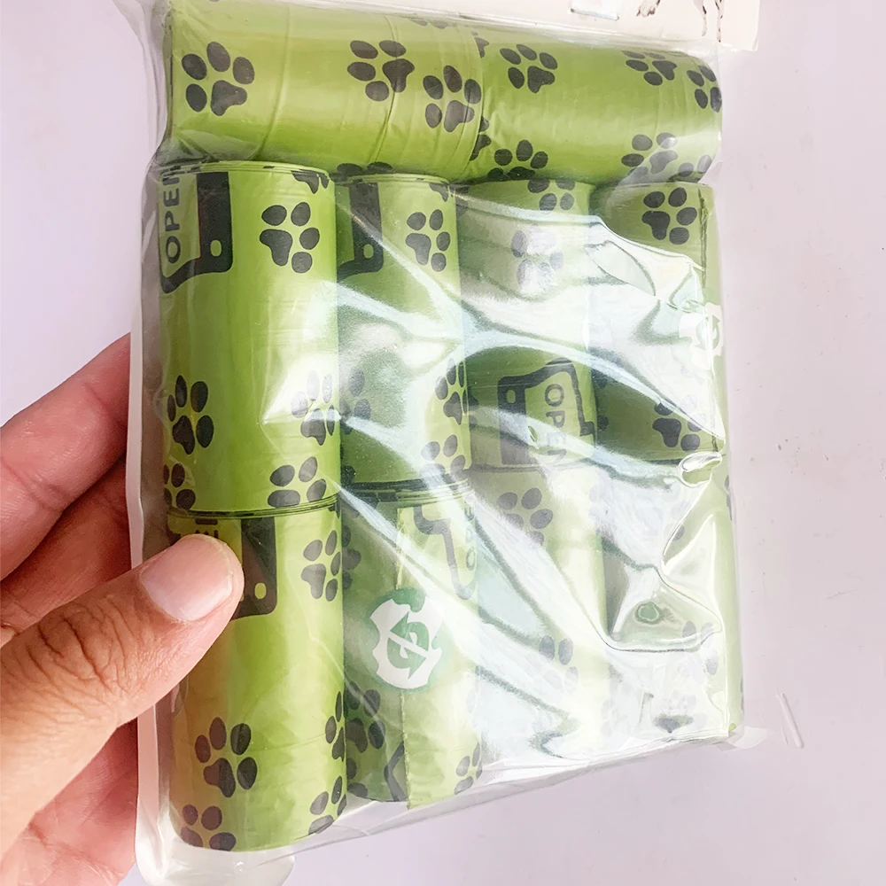 10set 150pcs Dog Poop Bags Bulk Biobase Scented Bag Degradable Cat Waste Bags Easy To Carry For Car Home Trash Bag