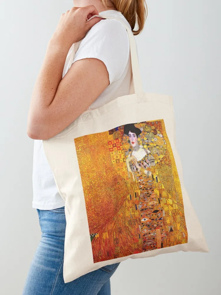 

LADY IN GOLD : Gustav Klimt 1912 High Definition Painting Print Tote Bag Big bag Lady bag handbag for beach