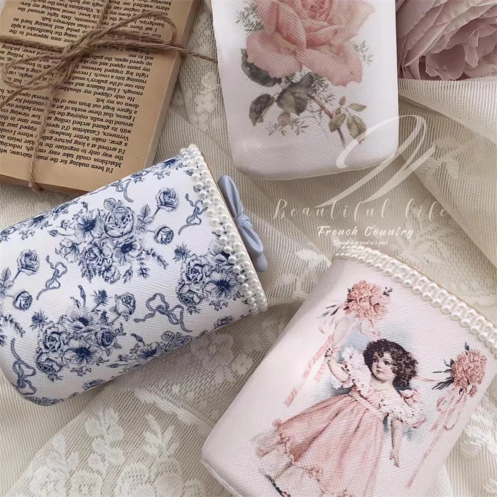 European Style Box Storage Home Decorative Living Room Toothpick Tube Cotton Swab Printing Split With Lid Bow Storage Box