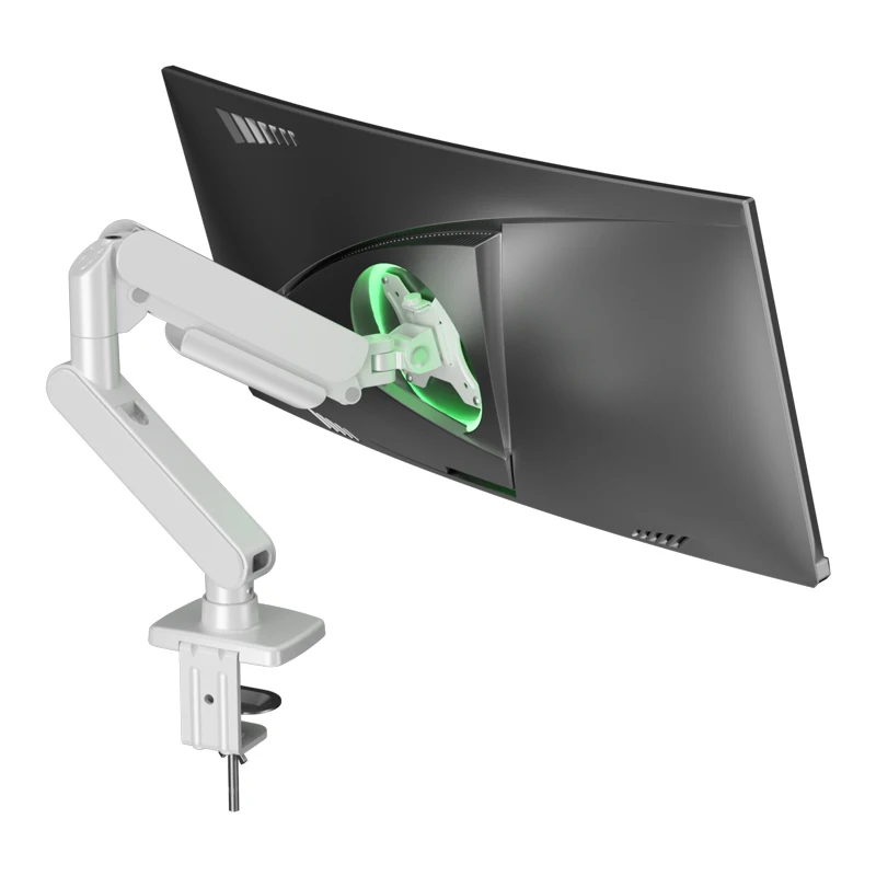 SC5 White Single Monitor Gas Spring Arm, 17-35 Inch Aluminum Desk Mount, 2-10kg Full Motion VESA Bracket with C-Clamp & Grommet