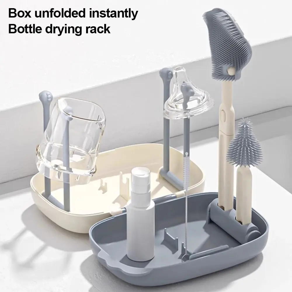 6 in 1 Baby Bottle Cleaning Set Silicone Sponge with Storage Box Travel Baby Bottle Brush Multi-Functional Safe Bottle Brush Set