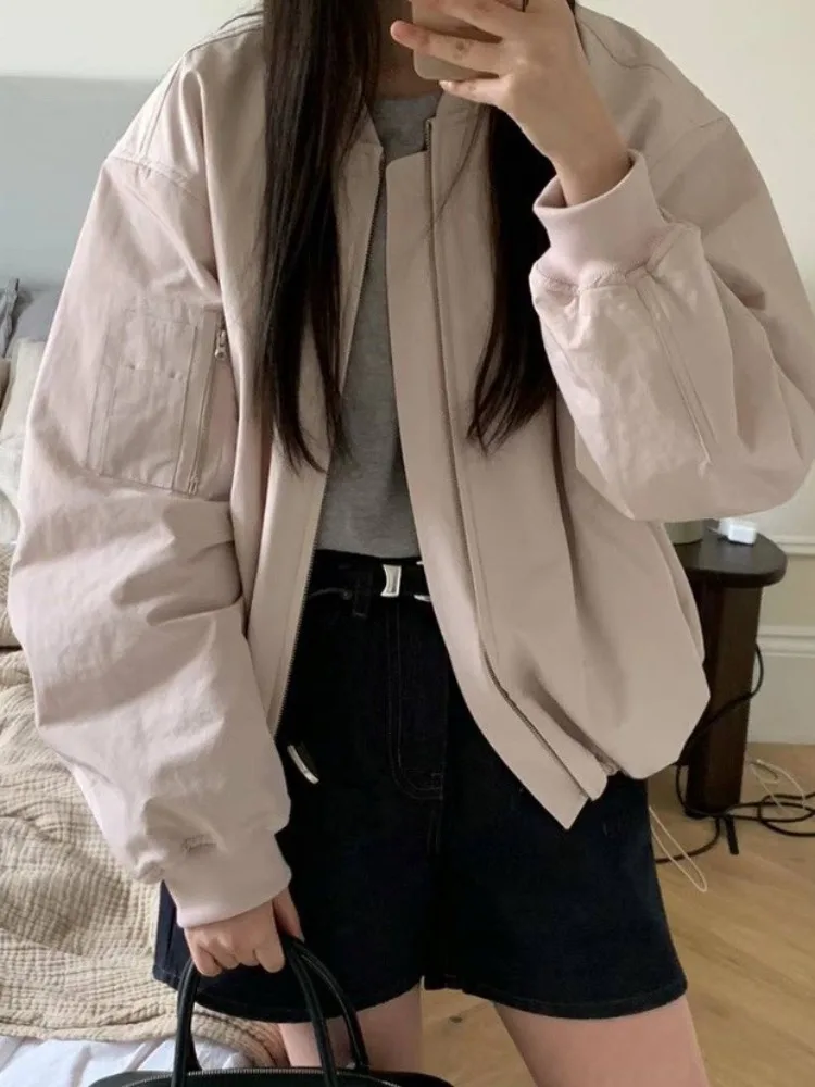 

Chic Autumn New Loose Baseball Jaet Outerwear Nel Versatile Small ence Design Sense Women's Korean Sle Sweater