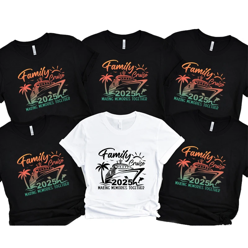 Family Cruise 2025 Unisex T-Shirts Family Matching Cruise Tshirt Making Memories Together Tee Vacation Summer Shirts