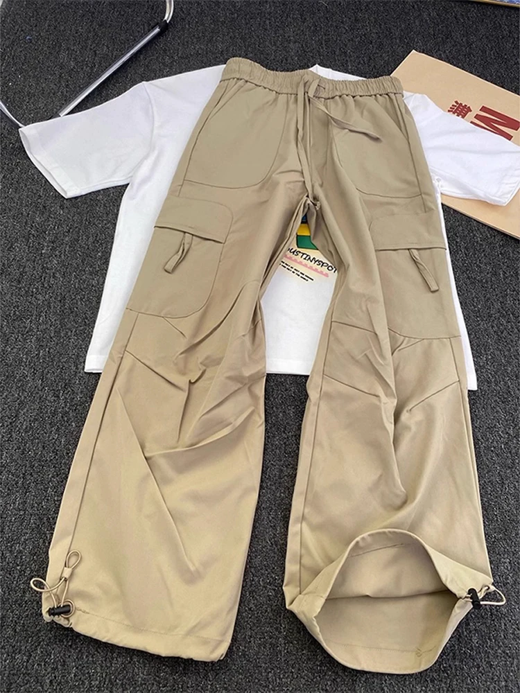 

Khaki Folded Feeling Paratrooper Pants Men's Sli Outdoor Functional Qui Dry Straight Leg Pants Cleanfit Workwear Long T...