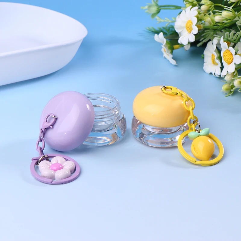 1 mini barattolo vuoto per balsamo per labbra in plastica da 5 g con contenitore per maschera per labbra con ciondolo portachiavi