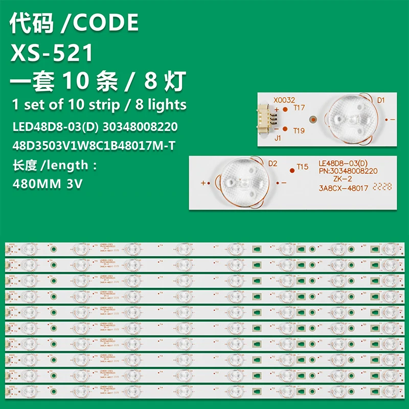 Berlaku untuk Haier Panda LE48M33S strip lampu TV LCD LED 48D8/LED ((A-C)