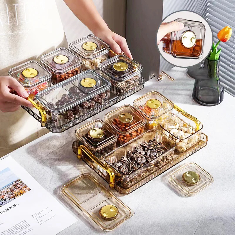 Creative Divided Fruit Tray Living Room Boiling Tea Around The Furnace Candy Dried Fruit Tray Dim Sum Box Nut Snack Serving Tray