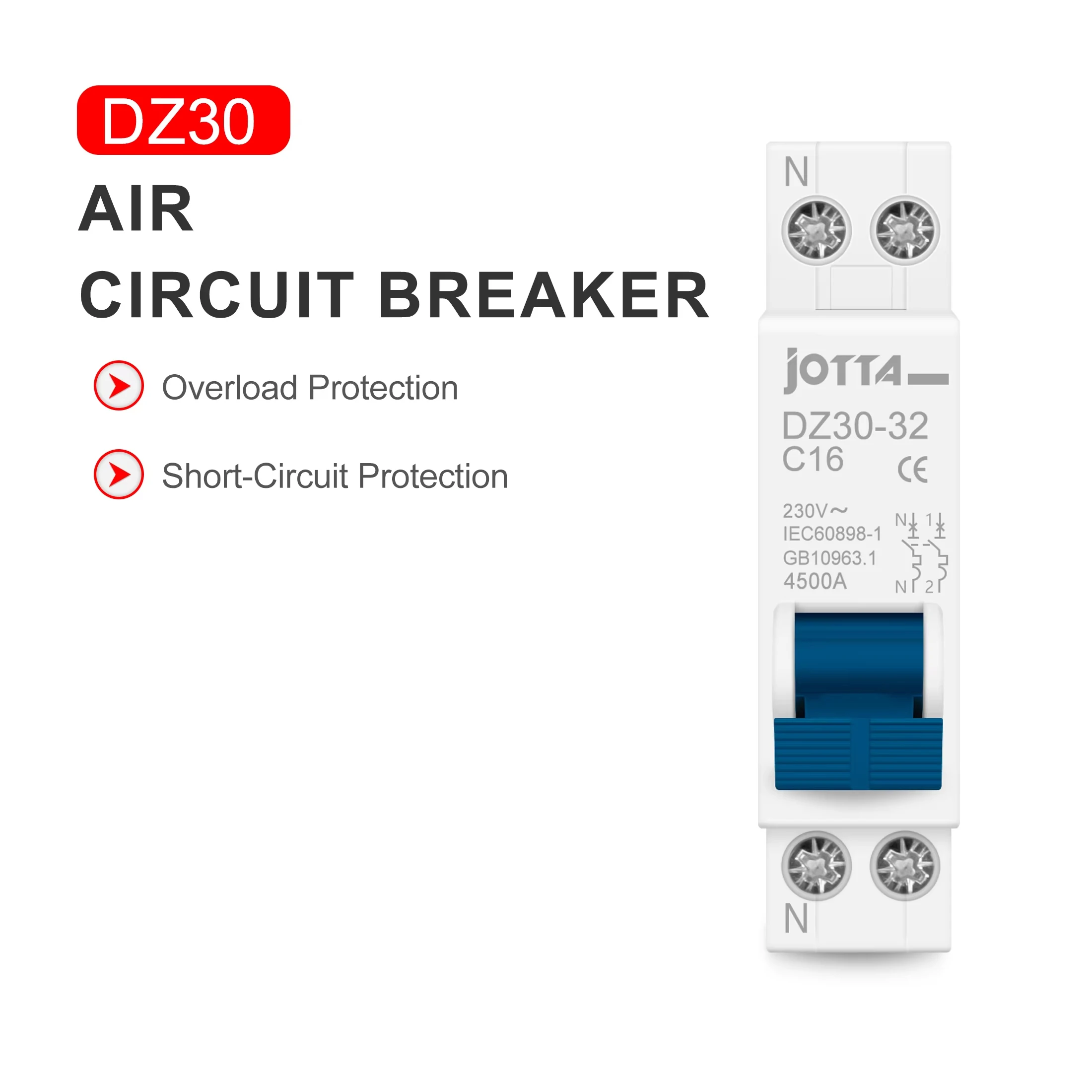 Din Rail DZ30-32 DPN 1P+N Mini Circuit Breaker MCB 6A 10A 16A 20A 25A 32A  Miniature Household Air Switch