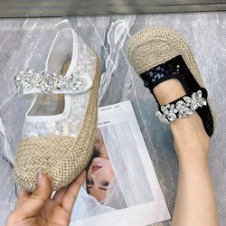 Letnie buty damskie Plus rozmiar Casual sandały damskie Rhinestone damskie mokasyny modne płaskie muły