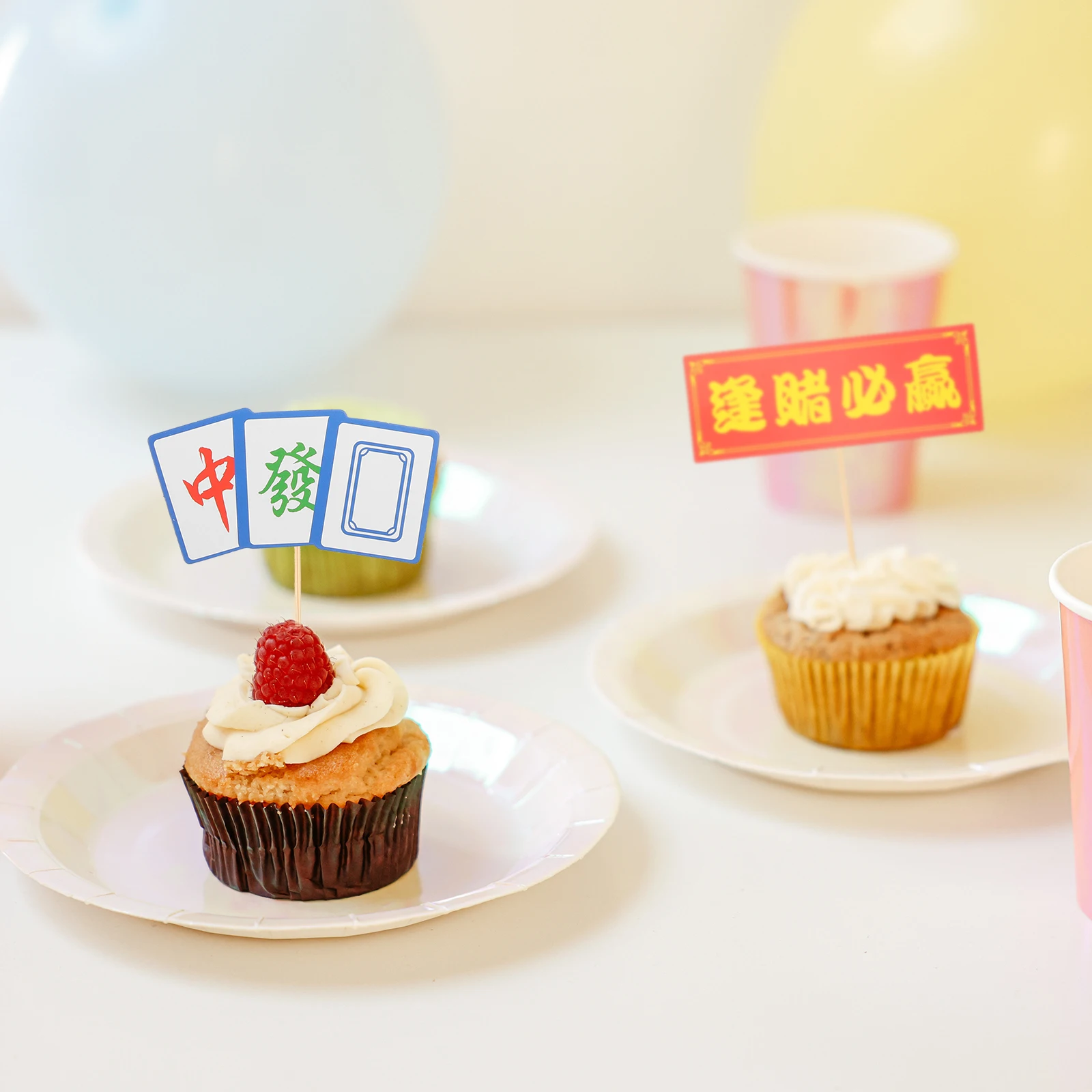 

80 Pcs Decoration Mahjong Card Decorations Number Cake Topper Lucky Cupcake Toppers