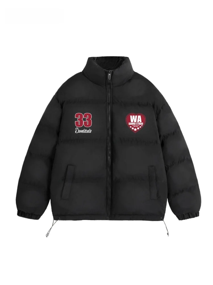 

Casual Cotton Jaet Women's Loose Fit Winter Coat Pure Color Letter Print Couple's Outerwear Comfortable Street Sle