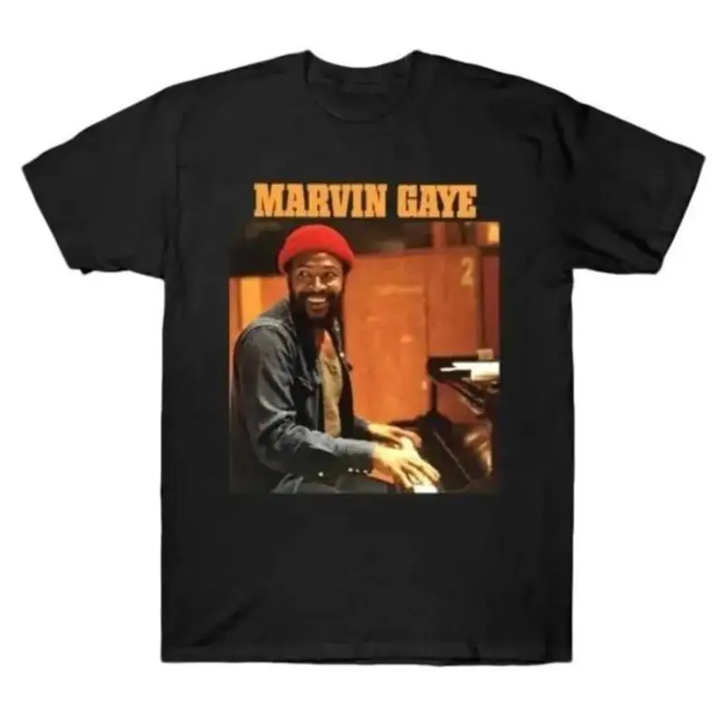 

Винтажная футболка Marvin Gaye для любителей музыки, мужская одежда, топ, уличная одежда, круглая
