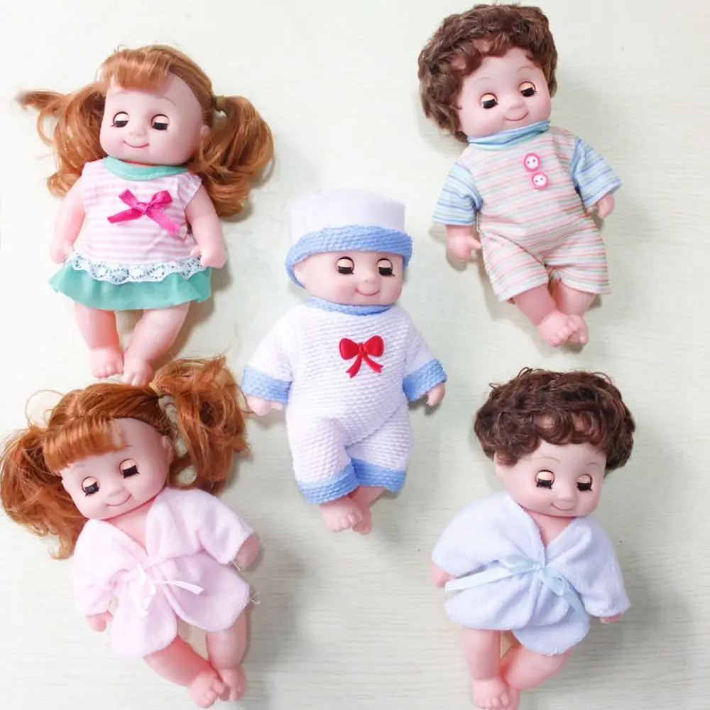 Kawaii Pretend Play Simulation Baby Enamel Doll Cute Beautiful Baby Dolls Playset Cutlery Rotatable Joint Dress Up Toys Babies