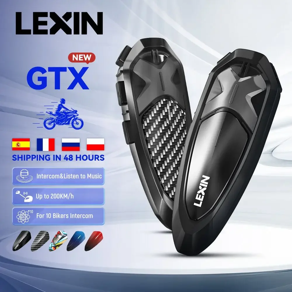 جديد 2023 Lexin GTX إنترفون بلوتوث للدراجات النارية سماعة خوذة دعم الاتصال الداخلي والاستماع إلى الموسيقى في وقت واحد 10 الدراجين 2000 متر