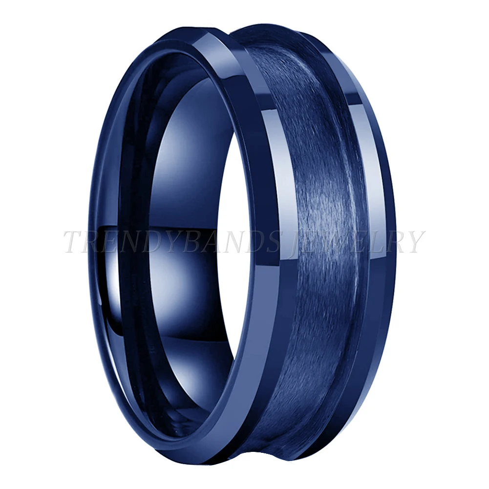 8mm Großhandel Wolfram Blank Core Ring für kunden spezifische Inlay mit 4mm Nut abgeschrägt poliert Komfort Passform – Detail 3