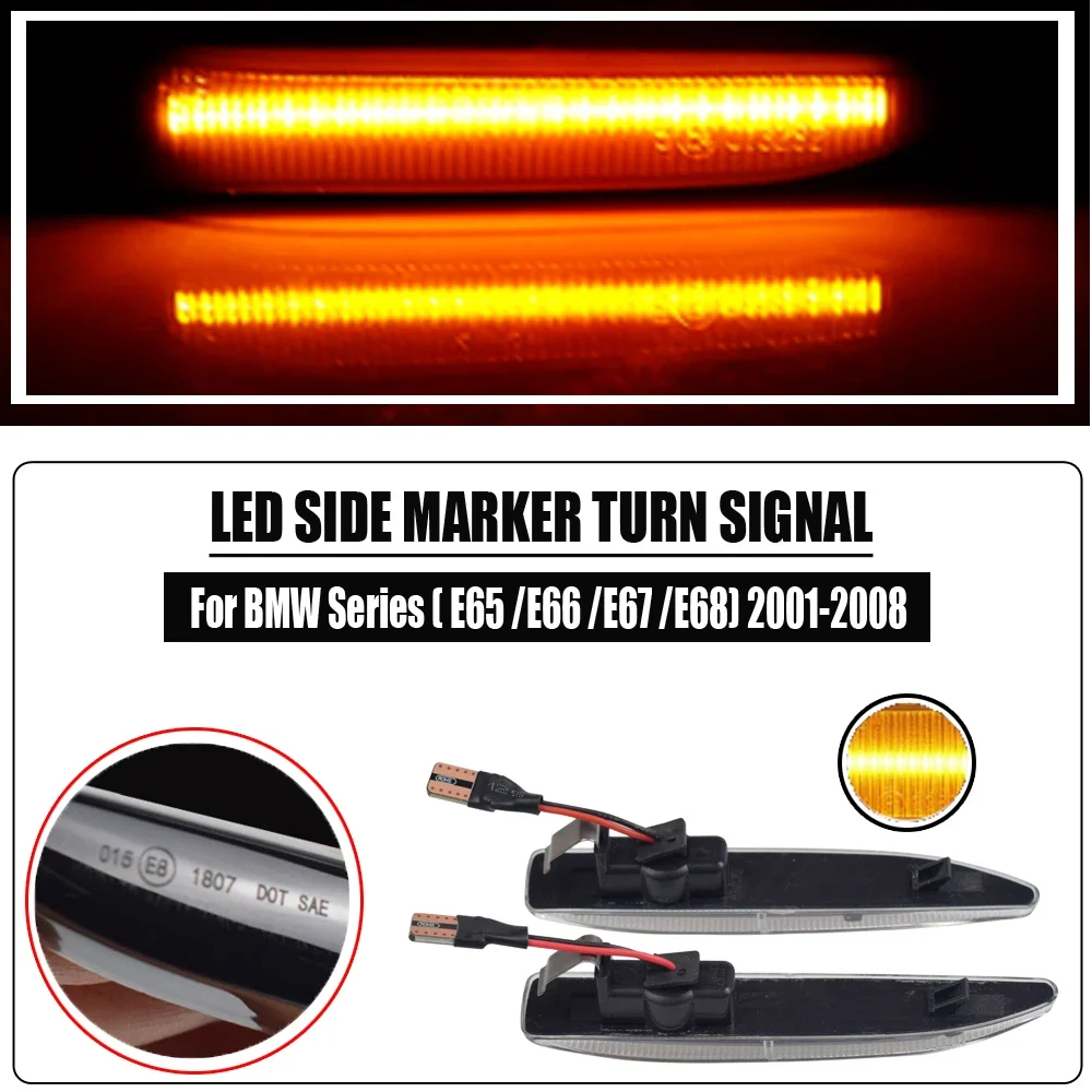 For BMW 7 Series (E65/E66/E67/E68) 2001-2008 63137164757 Car Fender Side Marker Repeater Lights Dynamic LED Turn Signal Lamp