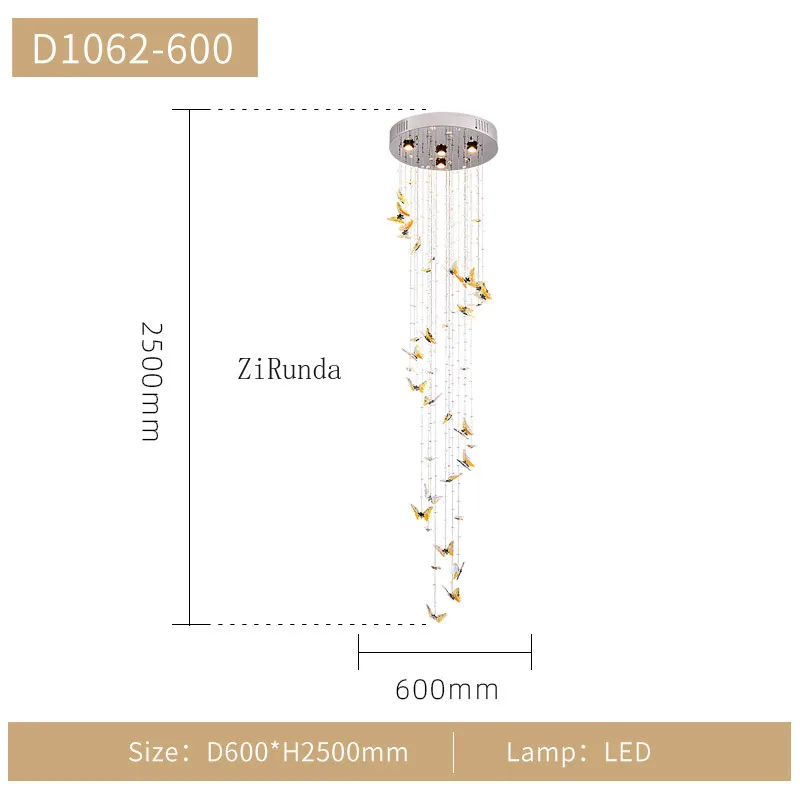 Pastoral crystal ceiling stairs light luxury loft villa designer custom lamp
