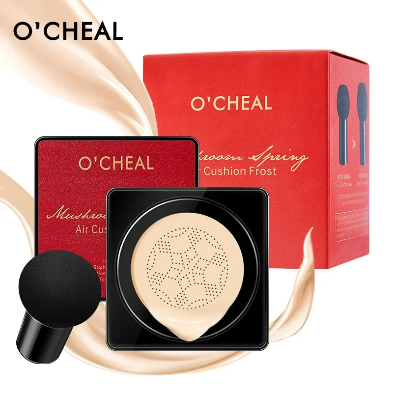 OCHEAL Mushroom Head Red Air Cushion Longlasting Moisturizing Concealer BB Cream Barrier Liquid Foundation Beauty Cream Cosmetic