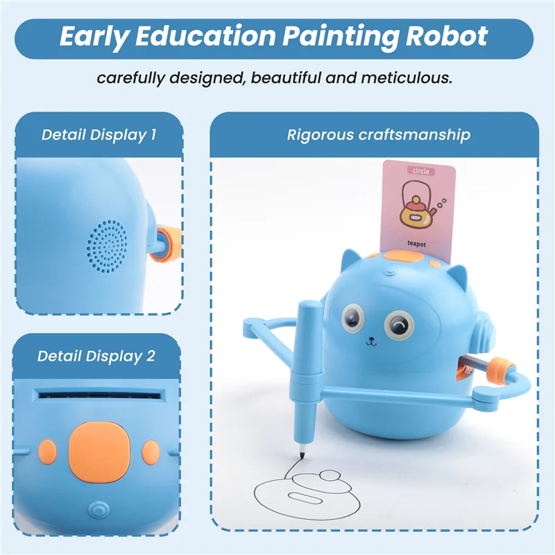 A23F-New Children's Interactive Education Painting Robot -Montessori Learning Toys, With 100 Words Cards, Voice Interaction