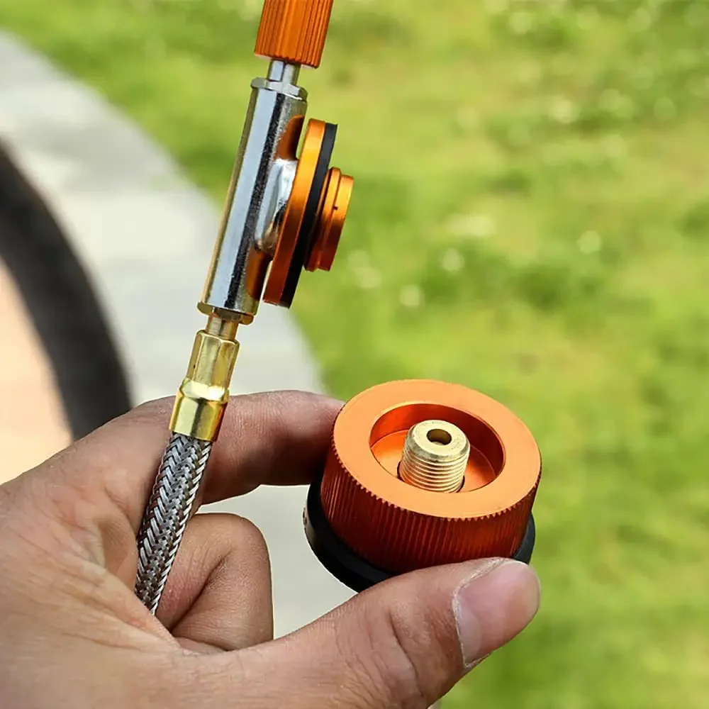 Split Type Stove Burner Adaptor, Auto-off Gas Cartridge Tank Adapter for Outdoor Camping Hiking Furnace