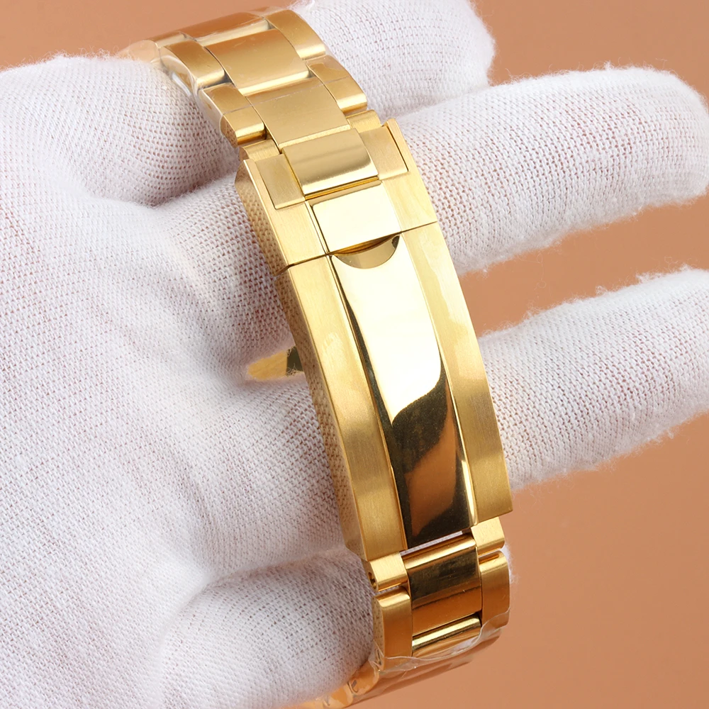 الذهب NH35 36 مللي متر 39 مللي متر حافظة البولندية المحار سوار حزام الصلبة الفولاذ المقاوم للصدأ 10ATM مقاوم للماء ساعة تناسب حركة NH35 NH36 #6