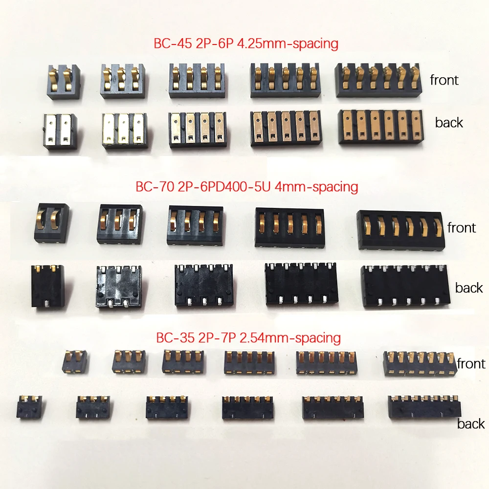 5 Stück B-35 B-45 B-70 Batterie-Federkontaktverbinder 2 3 4 5 6 7 Pin 4mm 4,25mm 2,54mm Rastermaß Batterie-Kontaktbuchse – Detail 2