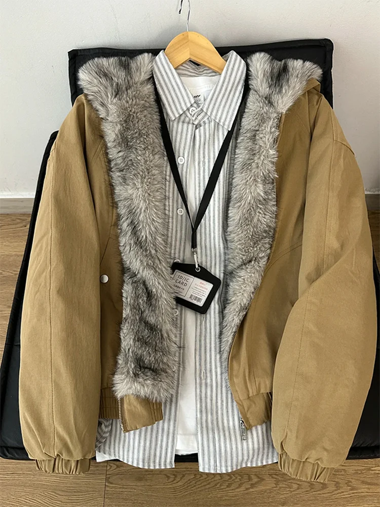 

American Sle ort Parka Coat Men's Thiened Warm Cotton Jaet Winter Casual Faion Hooded Coat Youth ular Trend