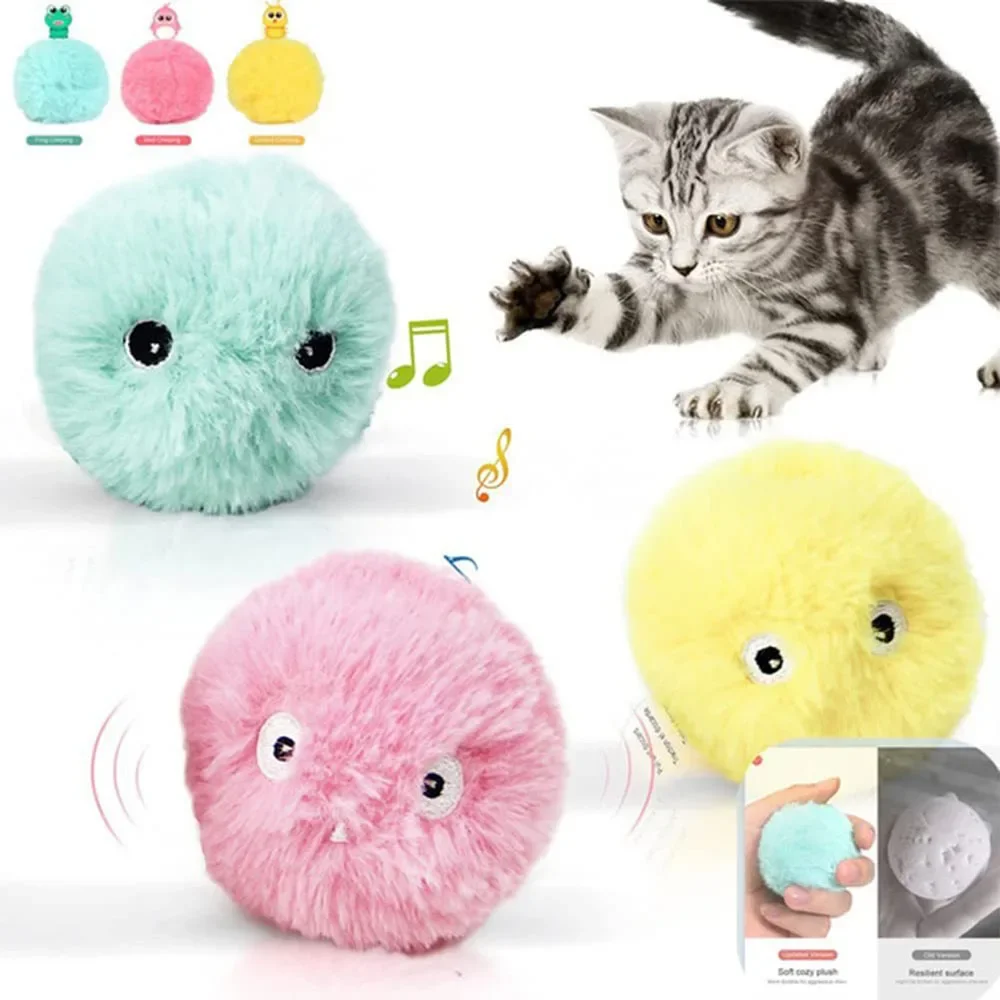 1RCat Toys Smart Interactive Ball Cat Training Toy Pet Playing Ball for Cats Kitten Squeaky Toy Supplies Electric Sound Training