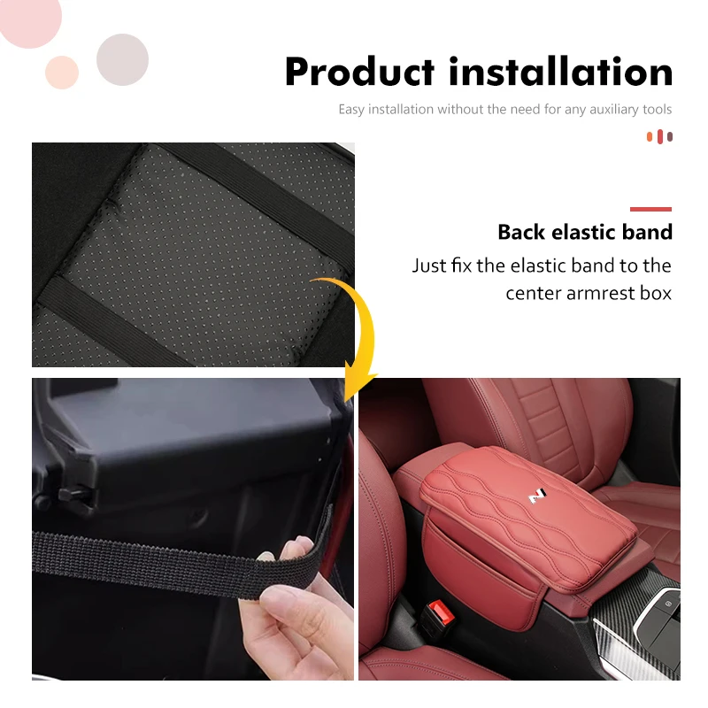 Car Armrest Box Cushion Mat Center Console Armrest Storage Pad For Hyundai Sonata i30 i20 Tucson Elantra Kona N Line view 5