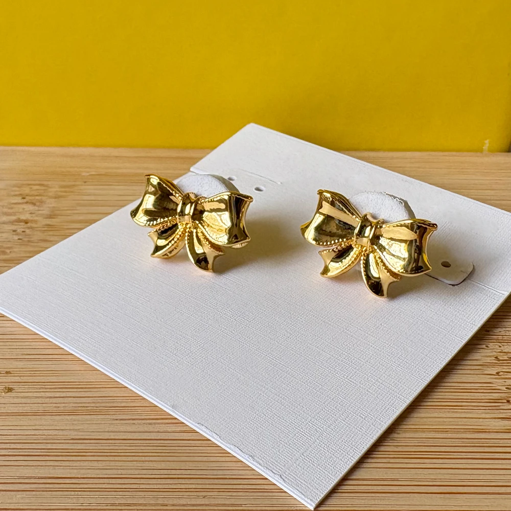 

VKVVA Fashion Jewelry Simple Sweet Bow Stud Earrings 2 Colors Optional for Women Birthday Gift
