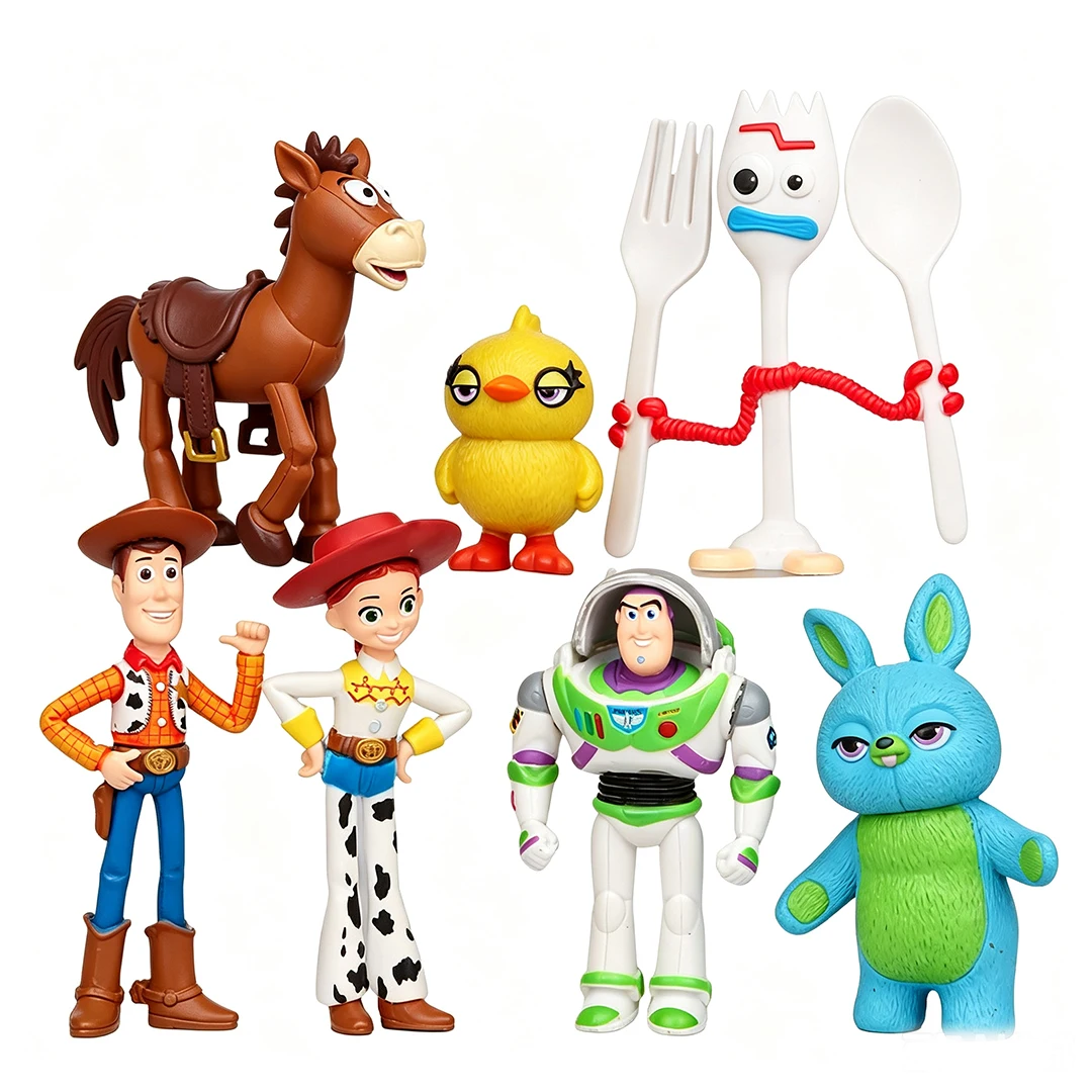 2026 New 7Pcs Toy Story 4 Action Figures, Pixar Woody Buzz Lightyear Jessie Forky Bear Pig Doll Model for Kids Gifts