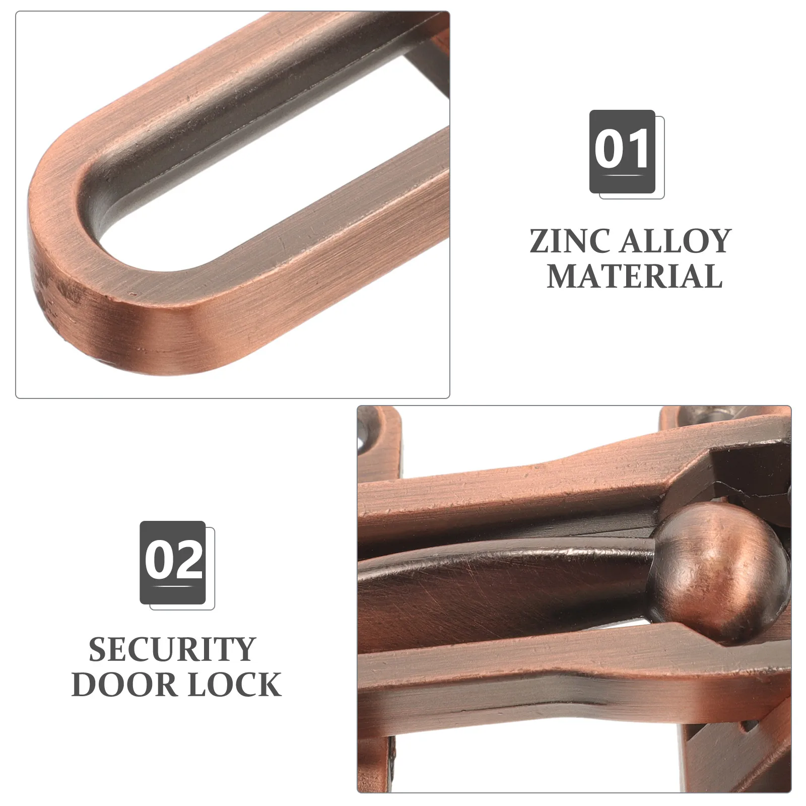 

Security Door Lock Latch Red Bronze Anti Theft Home Hotel Easy Installation Metal Durable Practical Interior Bolt Door Hardware